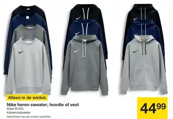 Zeeman Nike heren sweater, hoodie of vest aanbieding