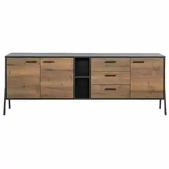 Leen Bakker Dressoir Tycho - eikenkleur/zwart - 84x230x48 cm - Leen Bakker aanbieding