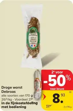 Carrefour Market Droge worst Debroas aanbieding