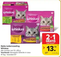 Carrefour Market Natte kattenvoeding Whiskas aanbieding