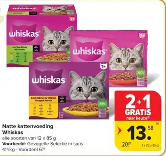 Carrefour Market Natte kattenvoeding Whiskas aanbieding