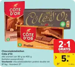 Carrefour Market Chocoladetabletten Côte d'Or aanbieding