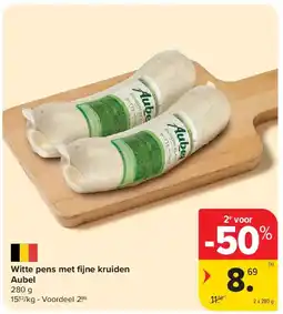 Carrefour Witte pens met fi jne kruiden Aubel 280 g aanbieding