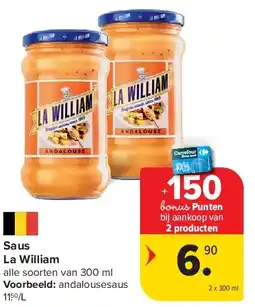 Carrefour Saus La William alle soorten van 300 ml aanbieding