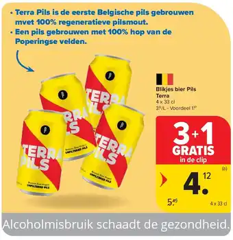 Carrefour Blikjes bier Pils Terra 4 x 33 cl aanbieding