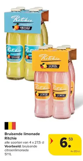 Carrefour Bruisende limonade Ritchie alle soorten van 4 x 27,5 cl aanbieding