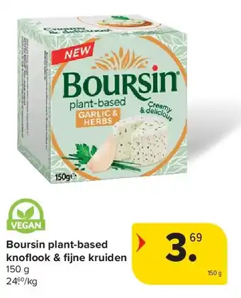 Carrefour Boursin plant-based knofl ook & fi jne kruiden aanbieding