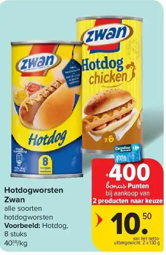 Carrefour Hotdogworsten Zwan aanbieding