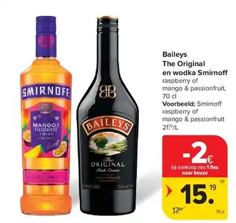 Carrefour Baileys The Original en wodka Smirno aanbieding