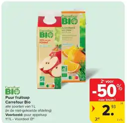 Carrefour Puur fruitsap Carrefour Bio aanbieding