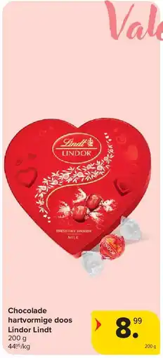 Carrefour Chocolade hartvormige doos Lindor Lindt aanbieding