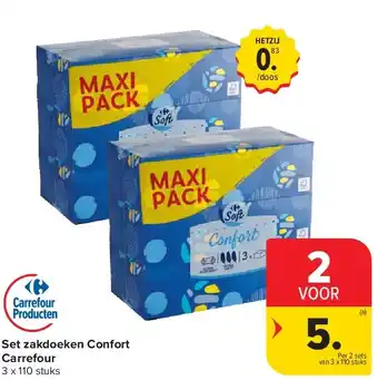 Carrefour Set zakdoeken Confort Carrefour aanbieding