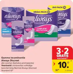 Carrefour Gamma Incontinentie Always Discreet aanbieding