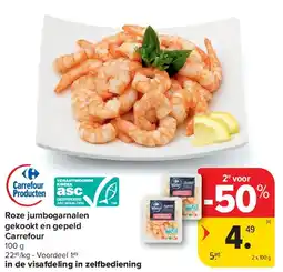 Carrefour Roze jumbogarnalen gekookt en gepeld Carrefour aanbieding