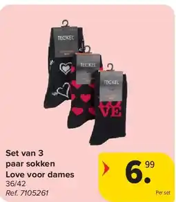 Carrefour Set van 3 paar sokken Love voor dames aanbieding