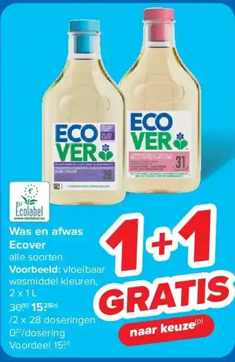 Carrefour Was en afwas Ecover aanbieding