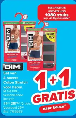 Carrefour Set van 4 boxers Coton Stretch voor heren aanbieding