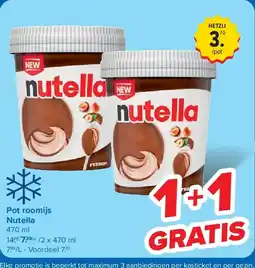 Carrefour Pot roomijs Nutella aanbieding