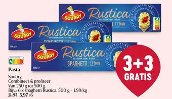 Delhaize 6 x spaghetti Rustica, 500 g - 1,99/kg aanbieding