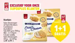 Delhaize 2 x Crisp’n Cream vanilla, Jules Destrooper, 114 g – 12,24/kg aanbieding