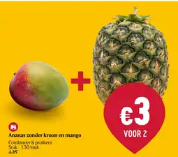 Delhaize Ananas zonder kroon en mango aanbieding