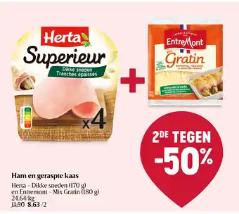 Delhaize Ham en geraspte kaas aanbieding