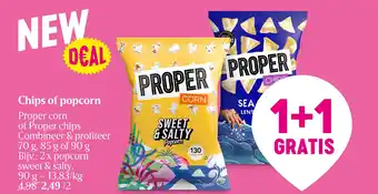 Delhaize Chips of popcorn aanbieding