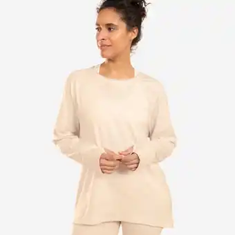 Decathlon Shirt met lange mouwen voor zachte yoga katoen crèmebeige aanbieding