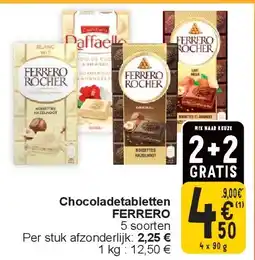 Cora Chocoladetabletten FERRERO aanbieding