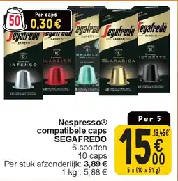 Cora Nespresso compatibele caps SEGAFREDO aanbieding