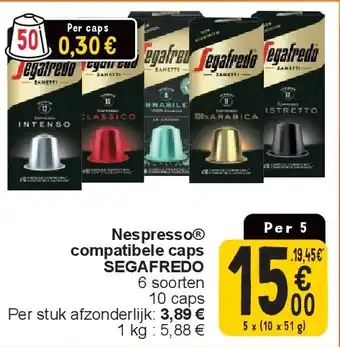 Cora Nespresso compatibele caps SEGAFREDO aanbieding