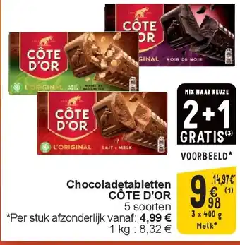 Cora Chocoladetabletten CÔTE D’OR aanbieding