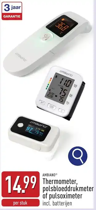 ALDI Thermometer, polsbloeddrukmeter of pulsoximeter aanbieding