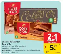 Carrefour Chocoladetabletten Côte d’Or aanbieding