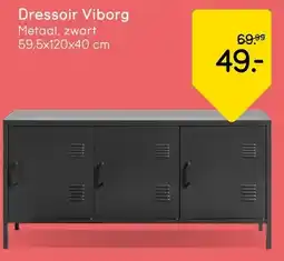 Leen Bakker Dressoir Viborg Metaal, zwart 59,5x120x40 cm aanbieding