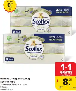 Carrefour Gamma droog en vochtig Scottex Pure aanbieding