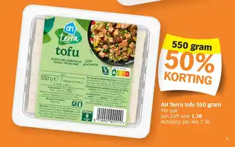 Albert Heijn AH Terra tofu 550 gram aanbieding