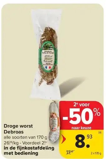 Carrefour Droge worst Debroas aanbieding