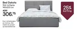 Leen Bakker Bed Dakota Stof, lichtgrijs 140x200 cm aanbieding