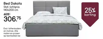 Leen Bakker Bed Dakota Stof, lichtgrijs 140x200 cm aanbieding