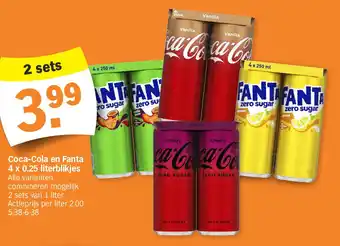 Albert Heijn Coca-Cola en Fanta 4 x 0.25 literblikjes aanbieding