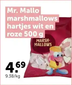 AVEVE Mr. Mallo marshmallows hartjes wit en roze aanbieding