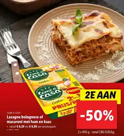 Lidl Lasagne bolognese of macaroni met ham en kaas aanbieding