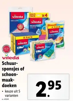 Lidl vileda Schuur- sponsjes of schoon- maak- doeken aanbieding