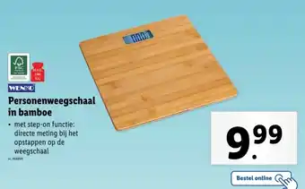 Lidl Personenweegschaal in bamboe aanbieding