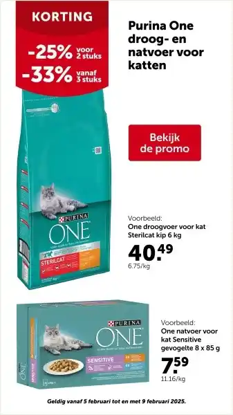 AVEVE One droogvoer voor kat Sterilcat kip 6 kg aanbieding