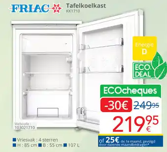 Eldi Friac tafelkoelkast KK1710 aanbieding