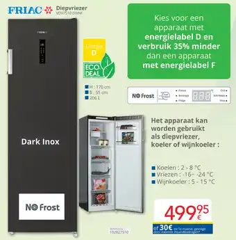 Eldi Friac diepvriezer VDV7510 DIXNF aanbieding