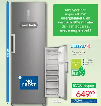 Eldi Friac diepvriezer VDV5812 IXNF aanbieding