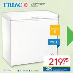 Eldi Friac diepvriezer BDV2016 aanbieding